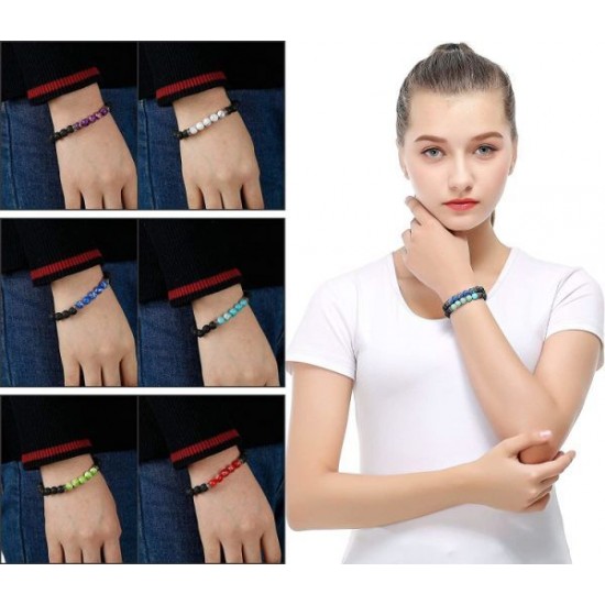 10 Pieces Lava Rock Chakra Bracelets Stress Relief Yoga Beads Aromatherapy Essential Oil Diffuser Elastic Bracelets For Women Men 10 Pieces Lava Rock Chakra Bracelets Stress Relief Yoga Beads Aromatherapy Essential Oil Diffuser Elastic Bracelets For Women Men